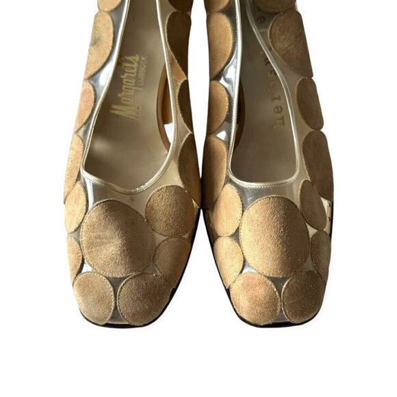 Vintage 60s Herbert Levine Mod Vinyl, Suede Pumps, Size 7B.Beige - Picture 11 of 14